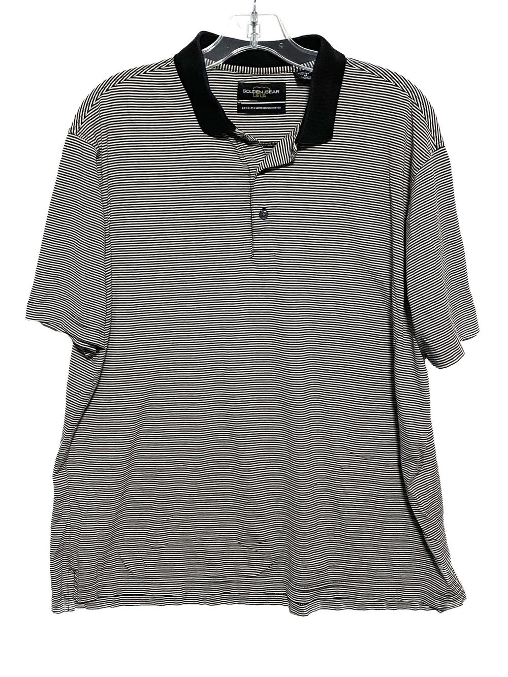 Golden Bear Polo Shirt Mens M Striped Golf Preppy 60s Mercerized Cotton Classic